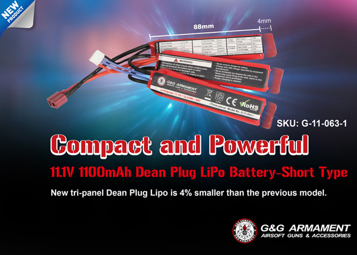G&G Lipo 11.1v Tri-Panel Dean Plug Battery