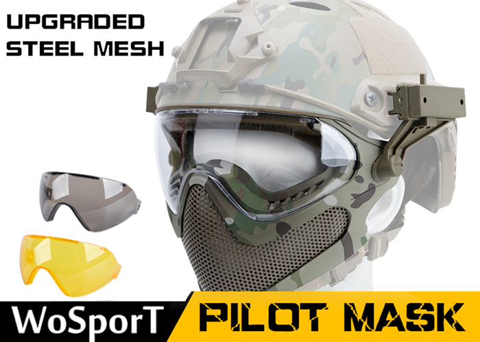 WoSport Pilot Mask Upgraded Steel Mesh