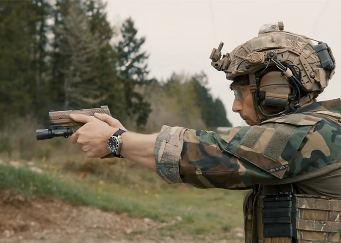 Garand Thumb With The Marine Corps SIG M18 Pistol
