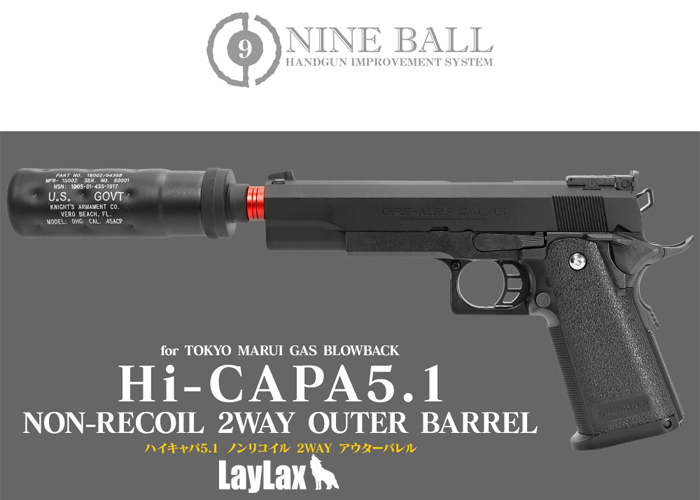 Laylax Nineball TM Hi-Capa 5.1 2-Way Non-Recoiling Outer Barrel