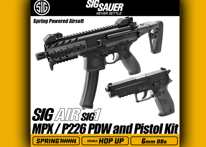P226 Airsoft Spring Powered PDW & Pistol Kit Black Details about   SIG Sauer SIG AIR MPX 