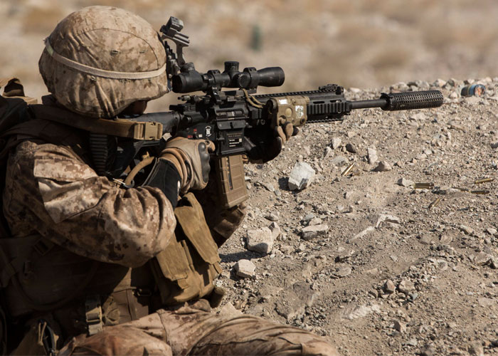 US Marine With Suppressed M27 IAR