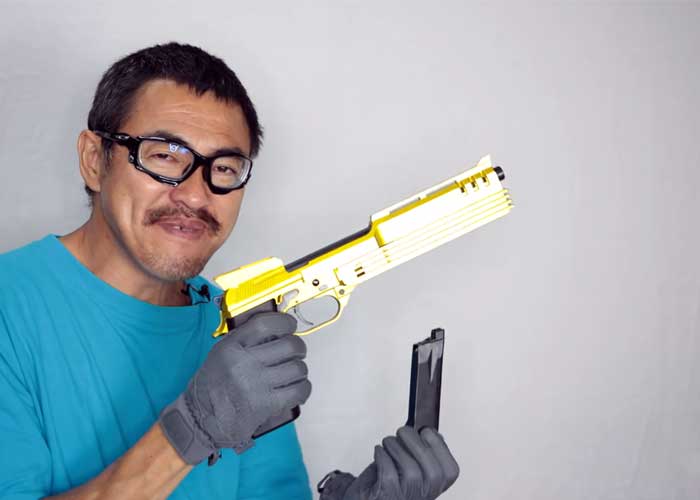 Mach Sakai: KSC M93R Auto 9 GBB Pistol In Gold 