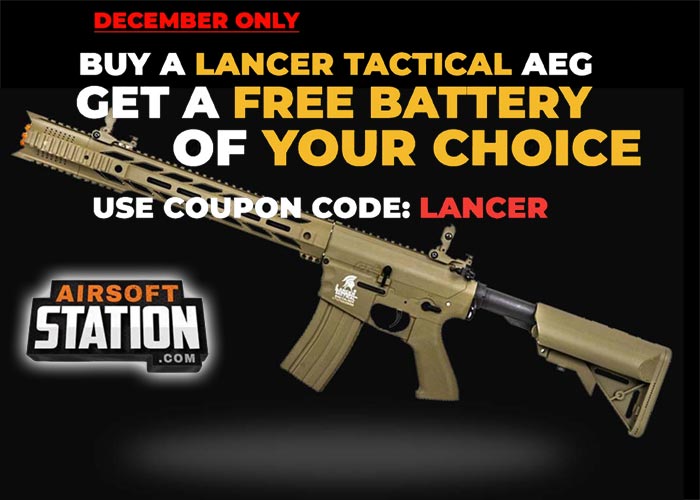 Airsoft Station Free Battery For Every Lancer Tactical AEG Purchase