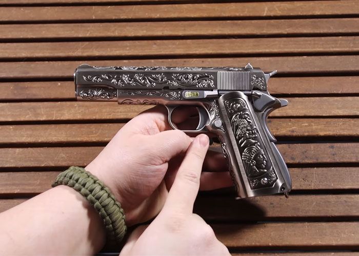 Timerzanov Airsoft: WE Colt 1911 Silver Classic Floral Pattern