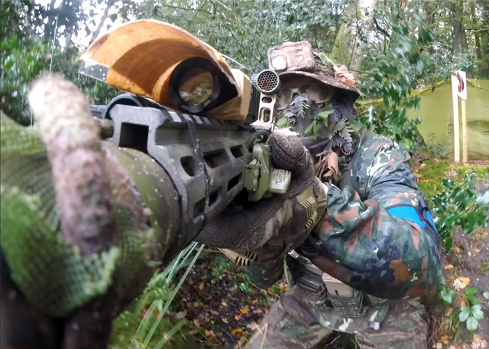 Airsoft CamMan With His Silent Airsoft Stealth Rifle