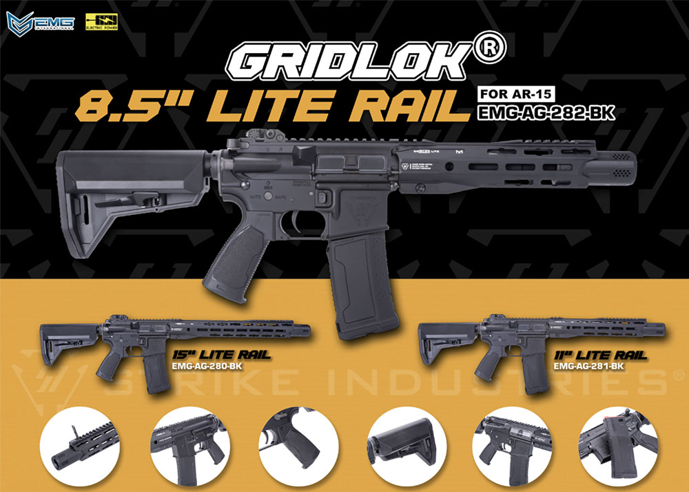 King Arms EMG SI AEG w/ GRIDLOK® LITE 8.5"/11"/15" AR-15 Rail AR-15