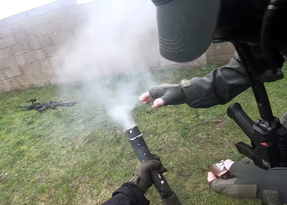 Airsoft Mortar In Action At Longmoor Battlesim