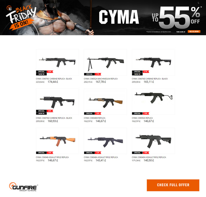Gunfire Black Friday Sale 2019 CYMA