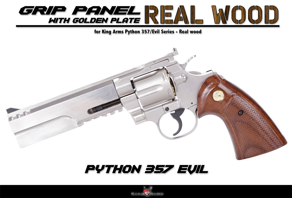 King Arms  Real Wood Grip Panel For Python 357/Evil Gas Series 05