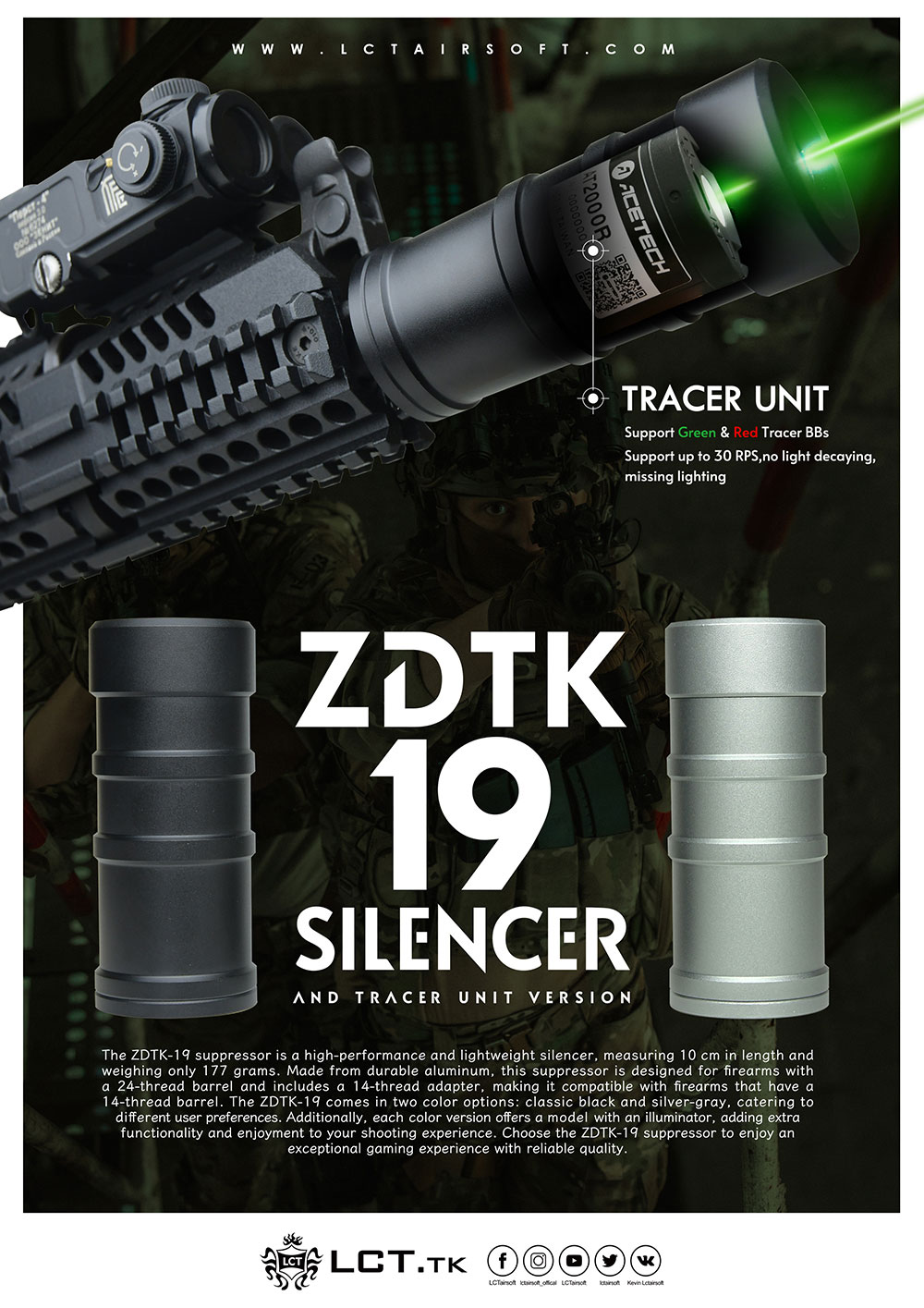LCT Airsoft PP-19-01 Silencer & Silencer With Tracer Unit 04